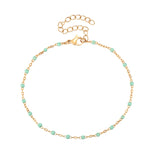 18k gold on stainless steel green enamel anklet