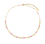 Pink Yellow Chain Link Necklace