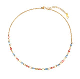 Blue and Coral Chain Link Necklace