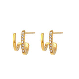 Dainty 18k gold earrings on stainless steel base featuring zirconias 