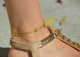 Green enamel and 18k gold anklet