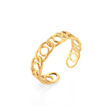 Adjustable link ring, 18k gold on stainless steel